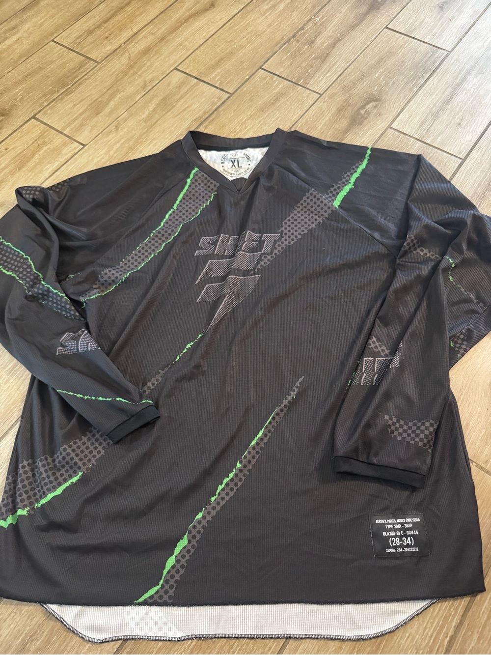 Shift Black Long-Sleeve Performance Jersey with Neon Green Accents